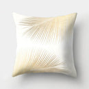 Golden Leaf Tropical Pillow Cover for Home Decor by Axyaa