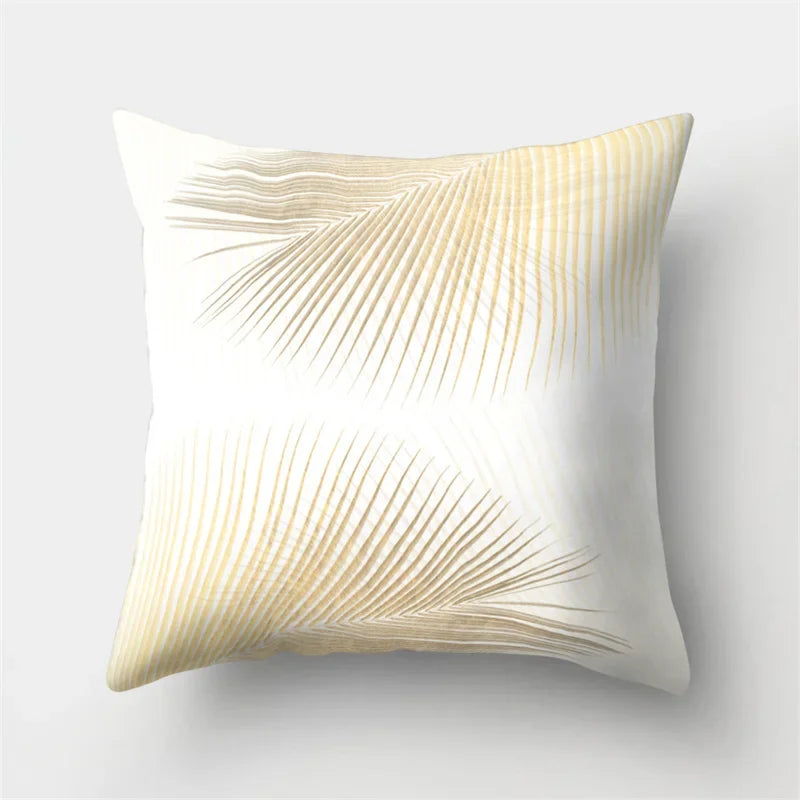Golden Leaf Tropical Pillow Cover for Home Decor by Axyaa