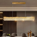 Axyaa Crystal Golden Ceiling Chandelier: Elegant Living Room Dining Room Pendant Lamp