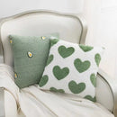 Axyaa Green Heart Pattern Pillow: Modern Home Decor for Living Room, Removable Washable Crescent-Shaped Cushion