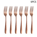 Axyaa Rose Gold Stainless Steel Tableware Set - 24pcs, Steak Knife, Dinner Fork, Soup Spoon, Tea Spoon