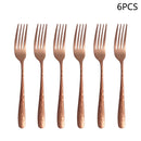Axyaa Rose Gold Stainless Steel Tableware Set - 24pcs, Steak Knife, Dinner Fork, Soup Spoon, Tea Spoon