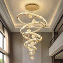 Axyaa Glass Globe Chandelier: Modern LED Pendant Light for Luxury Stairs & Indoor Decor