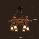 Axyaa Industrial Glass & Wood Chandelier - Retro Style for Restaurants, Bars & Coffee Shops