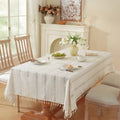 Axyaa Cotton Linen Jacquard Tablecloth - Rectangular Hollow Model - Comfortable & Stylish