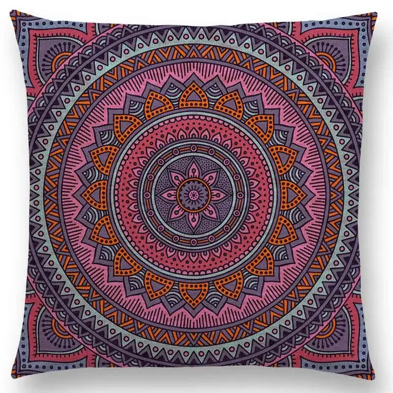 Axyaa Boho Rainbow Mandala Pillow Case Sun Moon Flowers Dream Fantasy Cover