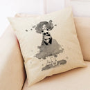 Axyaa Panda Linen Pillowcase 45*45cm - Office Sofa Decor Sans Car Cushion Cover