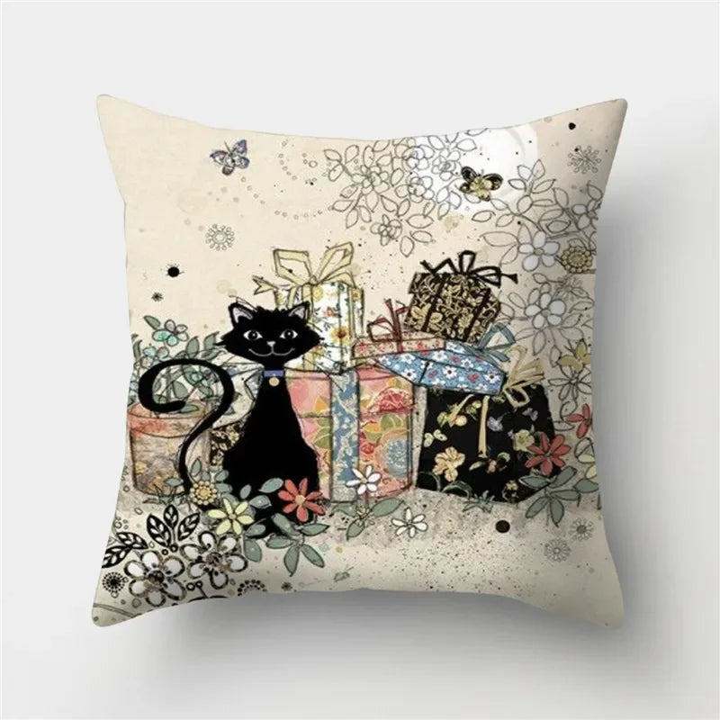Axyaa Butterfly Cat Animals Design Pillowcase - Nordic Home Decor