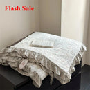Axyaa Knitted Cotton French Floral Print Lace Summer Quilt