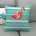 Flamingo Striped Animal Pillow Case for Living Room Sofa by Axyaa