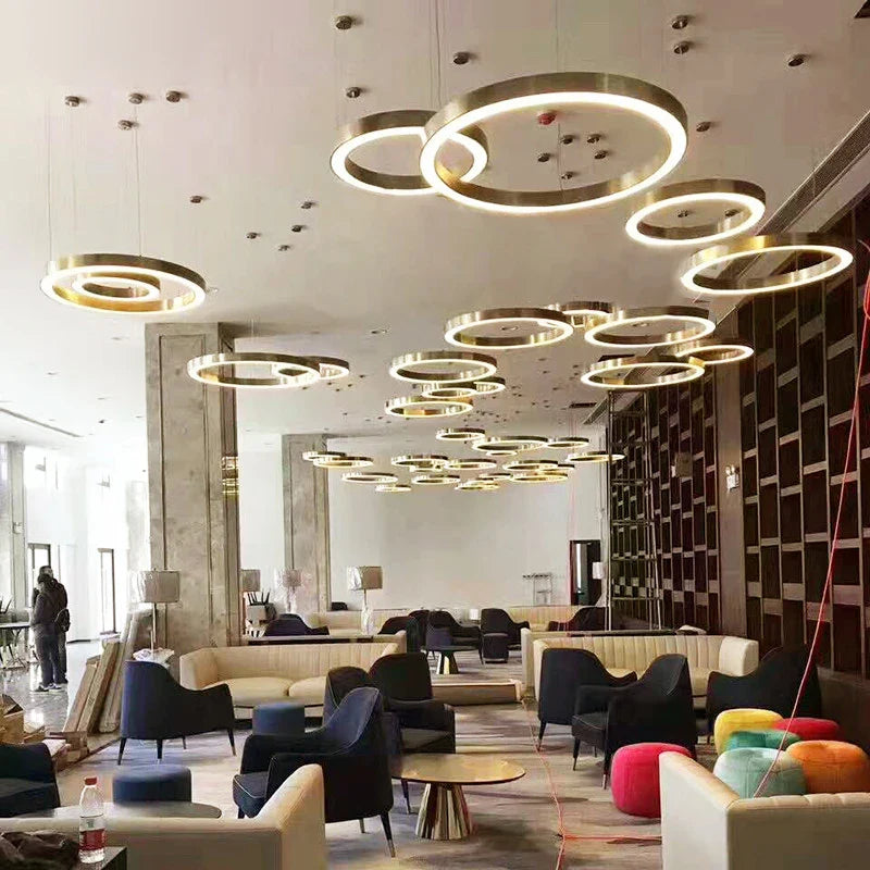 Axyaa Gold Ring LED Pendant Light for Dining & Living Room
