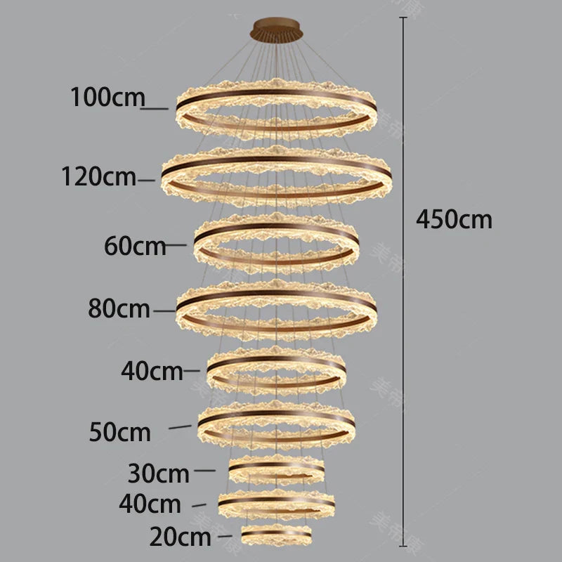 Axyaa Staircase Chandeliers: Modern LED Pendant Lamps for Living Room Lighting