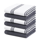 Axyaa Cotton Kitchen Towel Set - Absorbent Waffle Weave Stripe Dishcloths