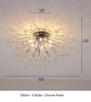 Axyaa Modern Silver Crystal Chandelier LED Pendant Lamp for Dining Room
