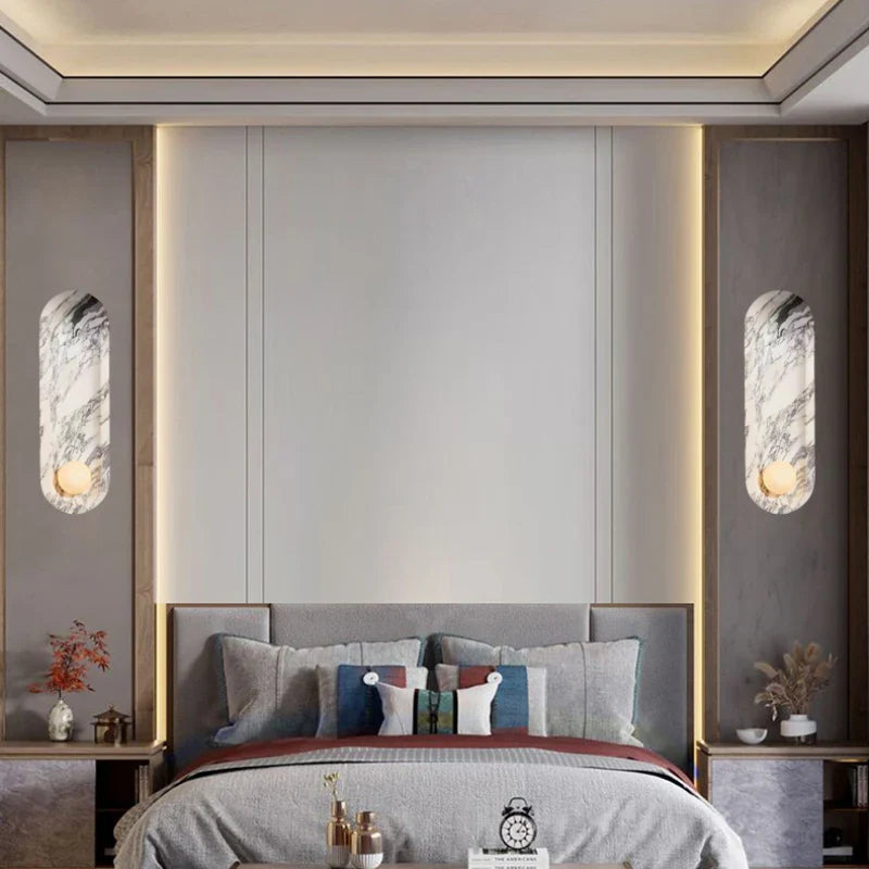 Axyaa 3D Marble Wall Light 42cm White Glass Ball for Indoor Decor
