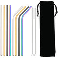 Axyaa Stainless Steel Drinking Straws Set with Cleaning Brush in Pouch