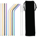 Axyaa Stainless Steel Drinking Straws Set with Cleaning Brush in Pouch