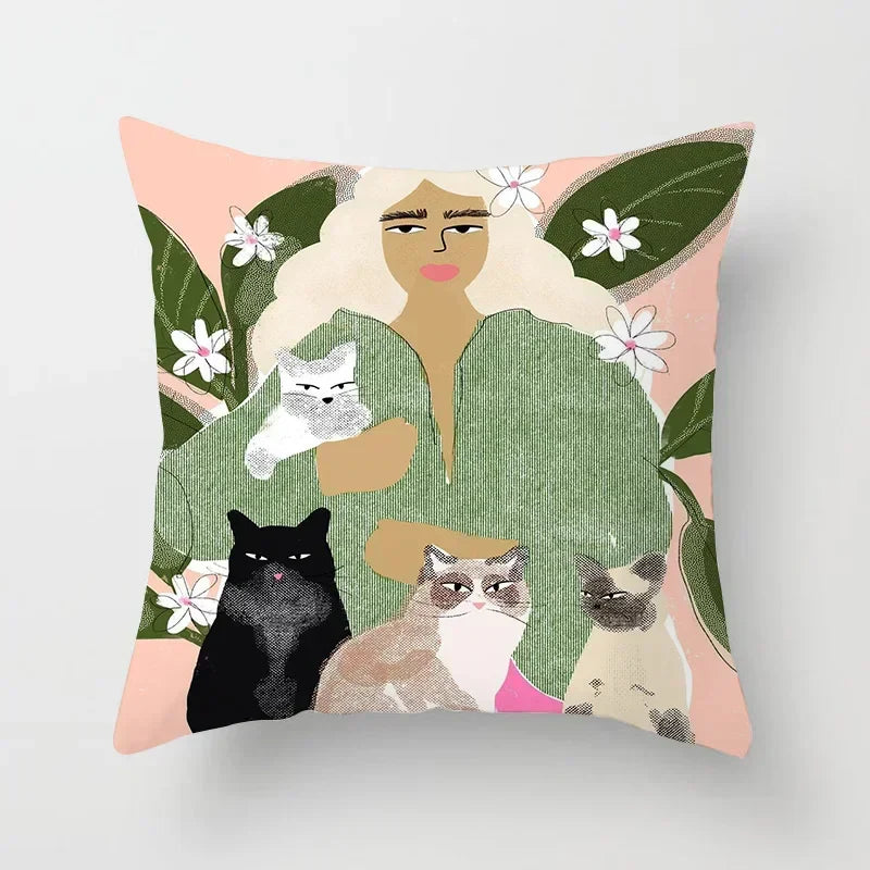 Axyaa Women Flower Oil Painting Decorative Pillowcase for Home Sofa Decor
