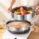 Axyaa Stainless Steel Honeycomb Cookware Set - Non-Stick Frying Pan, Wok, Soup Pot & Lid