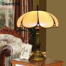 Axyaa Stained Glass LED Table Lamp - Mediterranean Baroque Style Bedroom Light