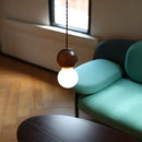 Axyaa Wood Glass LED Pendant Light: Bedroom Chandelier Headboard Lamp - Coffee Black Walnut