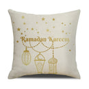 Axyaa Eid Mubarak Ramadan Cushion Cover - Moon Lantern Pattern Decor