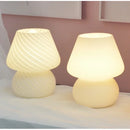 Axyaa Glass LED Mushroom Table Lamp: Korean Ins Style Striped Decor, Cute & Translucent