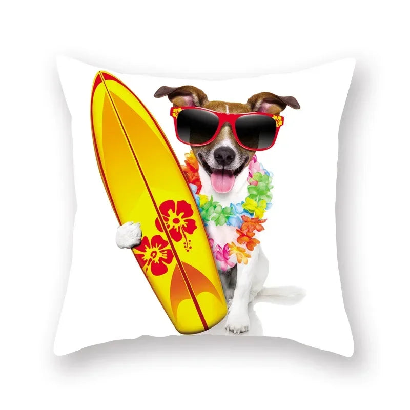 Axyaa Cute Dog Pillowcase | Cartoon Animal Square Cushion for Girls Room