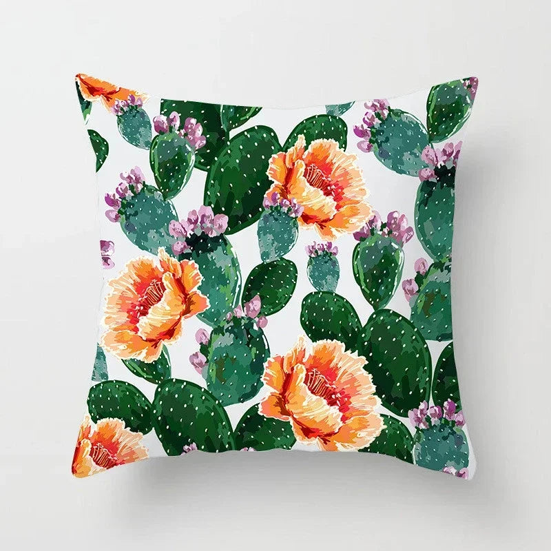 Axyaa Cactus Flower Succulent Plant Pillow Cover - Home Decorative Cushion Cover