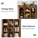 Axyaa 5-Tier Arched Display Bookcase, 70.87" Tall Vintage Bookshelf with Open Shelves