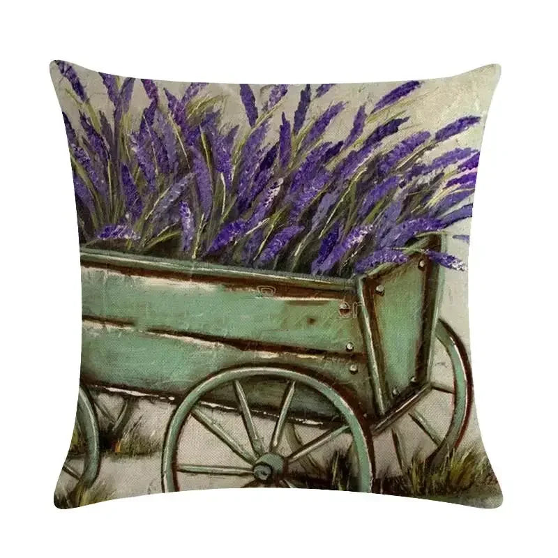 Purple Lavender Floral Pillowcase for Home Decor by Axyaa