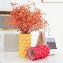 Axyaa Fruit Relief Ceramic Vase, Cute Cartoon Lemon & Strawberry Design