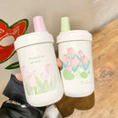 Axyaa Tulip Thermal Bubble Tea Stainless Steel Vacuum Cup with Straw