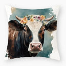 Axyaa Cute Cow Cartoon Square Cushion Cover - Simple Home Decor Pillowcase