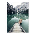 Scandinavia Mountain Lake Boat Wall Art Axyaa Print - Modern Home Decor