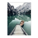 Scandinavia Mountain Lake Boat Wall Art Axyaa Print - Modern Home Decor