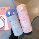 Axyaa Cute Cartoon Vacuum Flask Stainless Steel Thermal Water Bottle Straw Cup