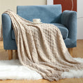 Axyaa Orange Red Knit Throw Blanket - Plaid Bedspread for Bed & Sofa