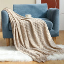 Axyaa Orange Red Knit Throw Blanket - Plaid Bedspread for Bed & Sofa