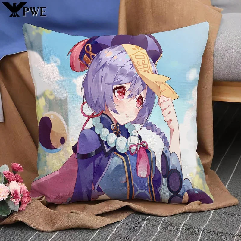 Genshin Impact Anime Pillowcase Cushion Cover 45x45 for Sofa - Axyaa