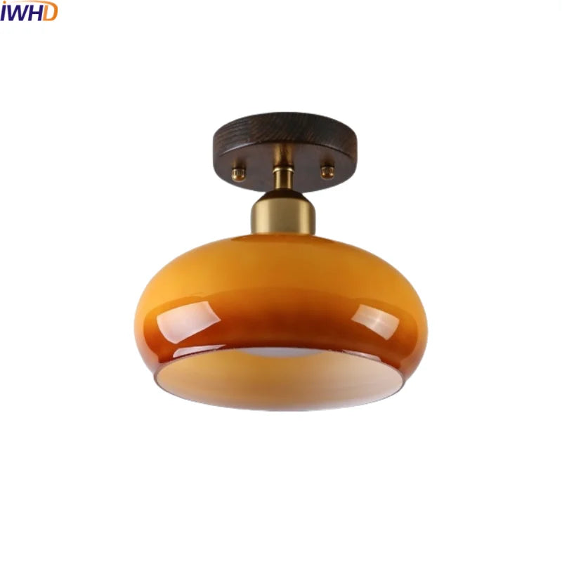 Axyaa Japanese Style LED Ceiling Lamp Iron Glass Modern Ceiling Light Home Decor