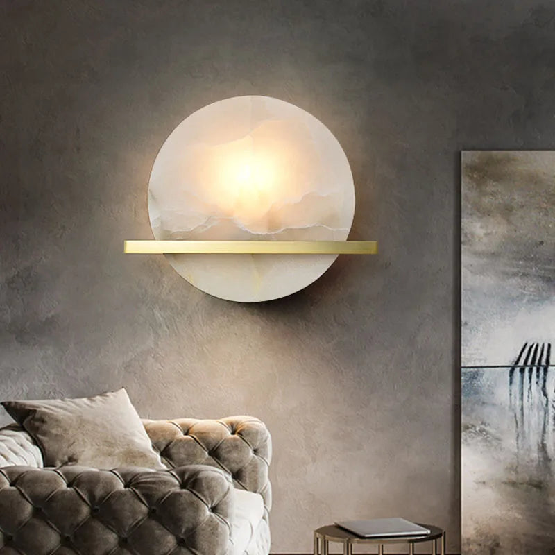 Luxury Marble Wall Lamp by Axyaa: Elegant LED Lighting for Bedroom and Living Room