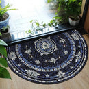 Axyaa Semi-circle Ethnic Floral Floor Mat: Retro Art, Geometric Design, Stain-resistant Rug