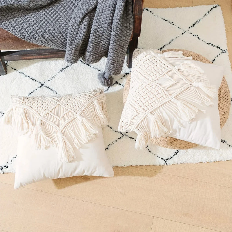 Boho Tassel Cushion Cover 45x45cm for Sofa, Nordic Style Home Decor by Axyaa