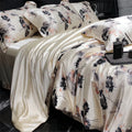Axyaa Floral Silk Bedding Set Duvet Cover Sheet Pillowcase Luxury Soft Bedsheet