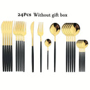 Axyaa Black & Gold Stainless Steel Cutlery Set - Knife, Fork, Spoon