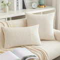 Axyaa Polyester Cushion Cover Stripe Pillow White Beige Pink Solid Color Home Decor