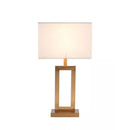 Axyaa Brass Rectangle Table Lamp with Fabric Shade - Nordic E27 Bulb