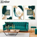 Green Gold Marble Islamic Calligraphy Poster Art for Home Decor by Axyaa