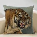Axyaa Tiger Lion Linen Pillowcase 45x45cm Decorative Cushion Cover for Living Room